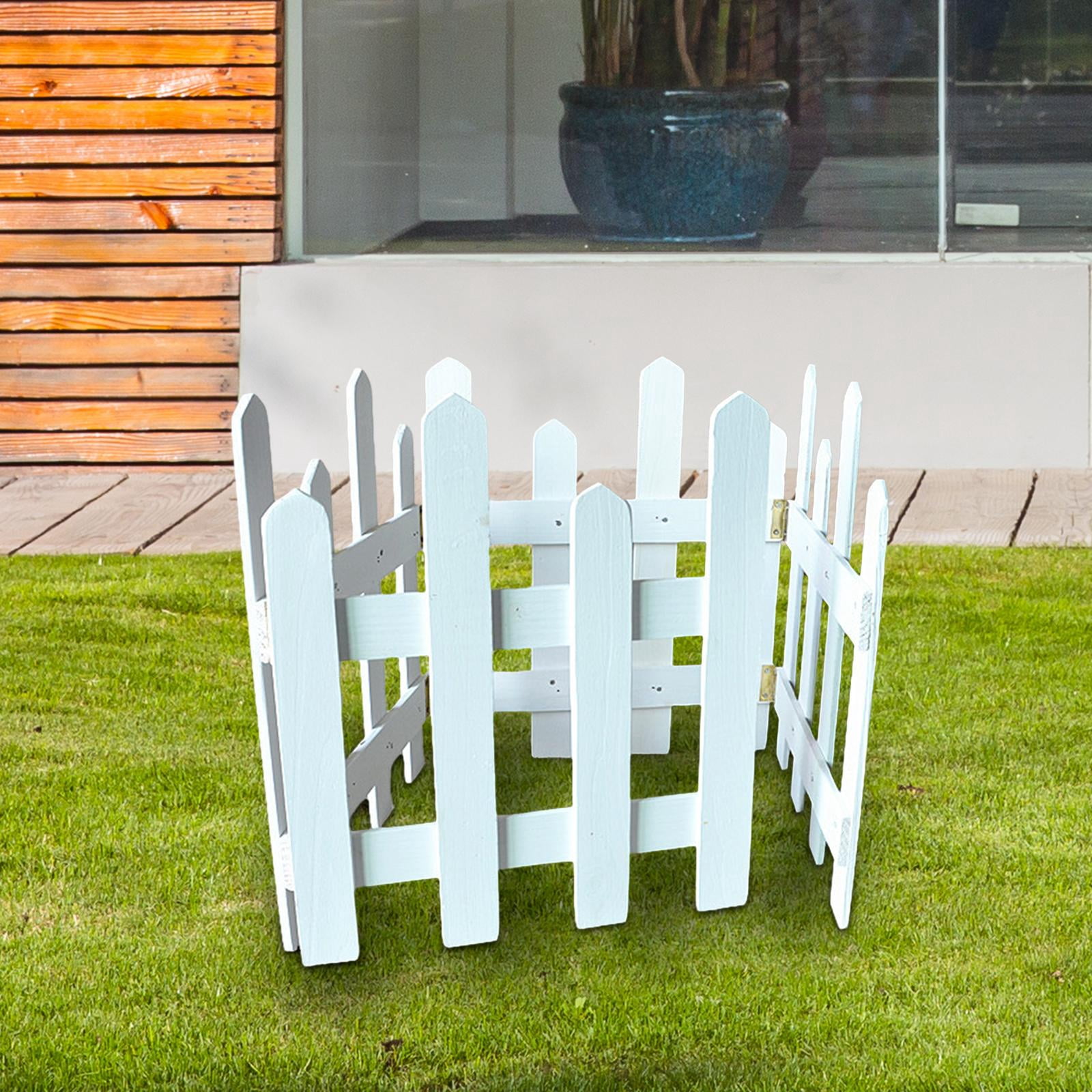 Colaxi Landscape Edging Border Fence Wood Fence DIY Gardening Wooden Garden Fence,Picket Fence for Edgings Flowerbeds, Plant Borders White Height 35cm