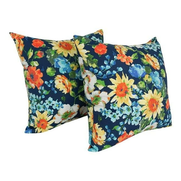 Blazing Needles 9913-S2-REO-59 Spun Polyester Outdoor Floor Pillows, Alfinia Fresco Caspian - Set of 2