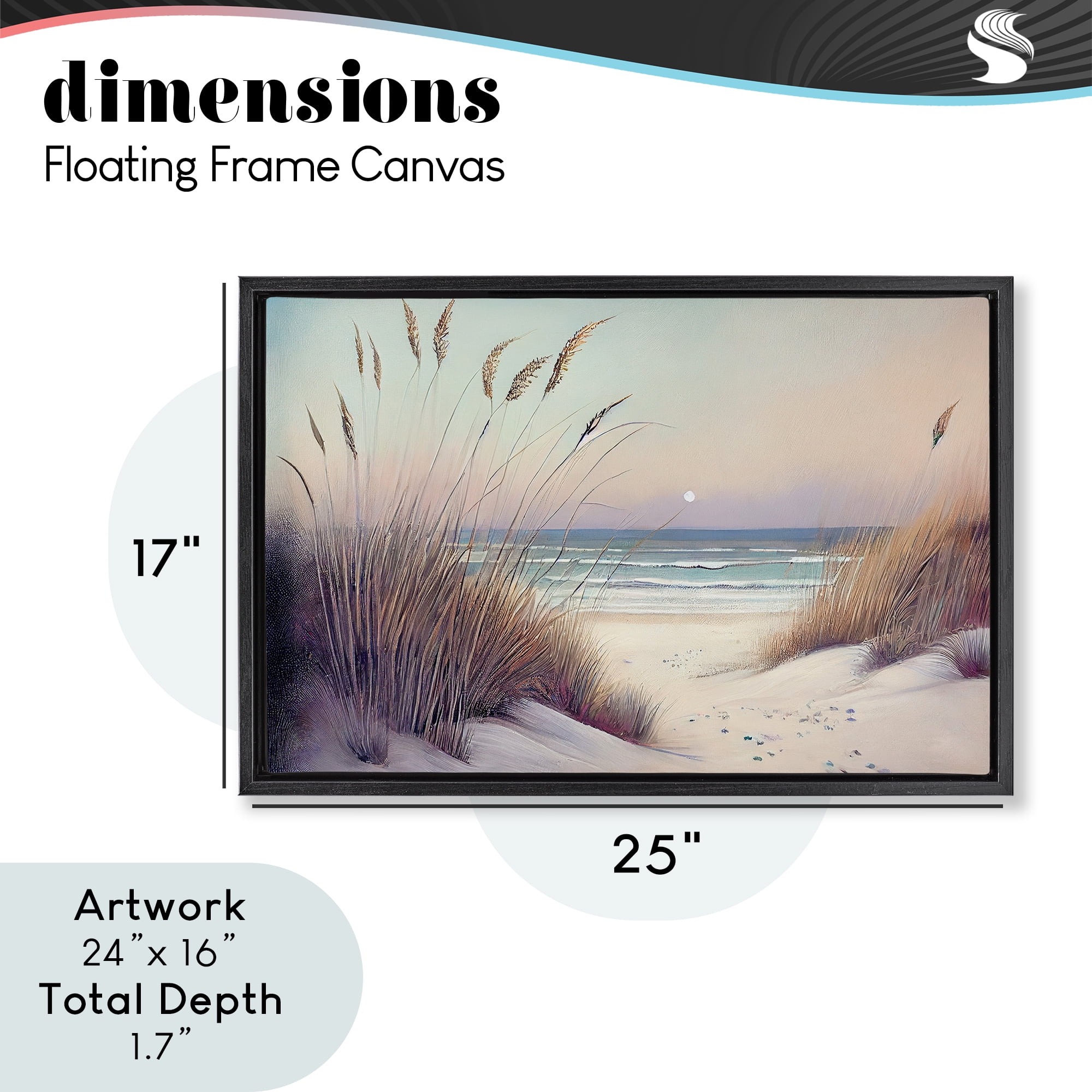 Euphoria Beach Dunes View Black Framed Floater Canvas Wall Art, design by Sasha