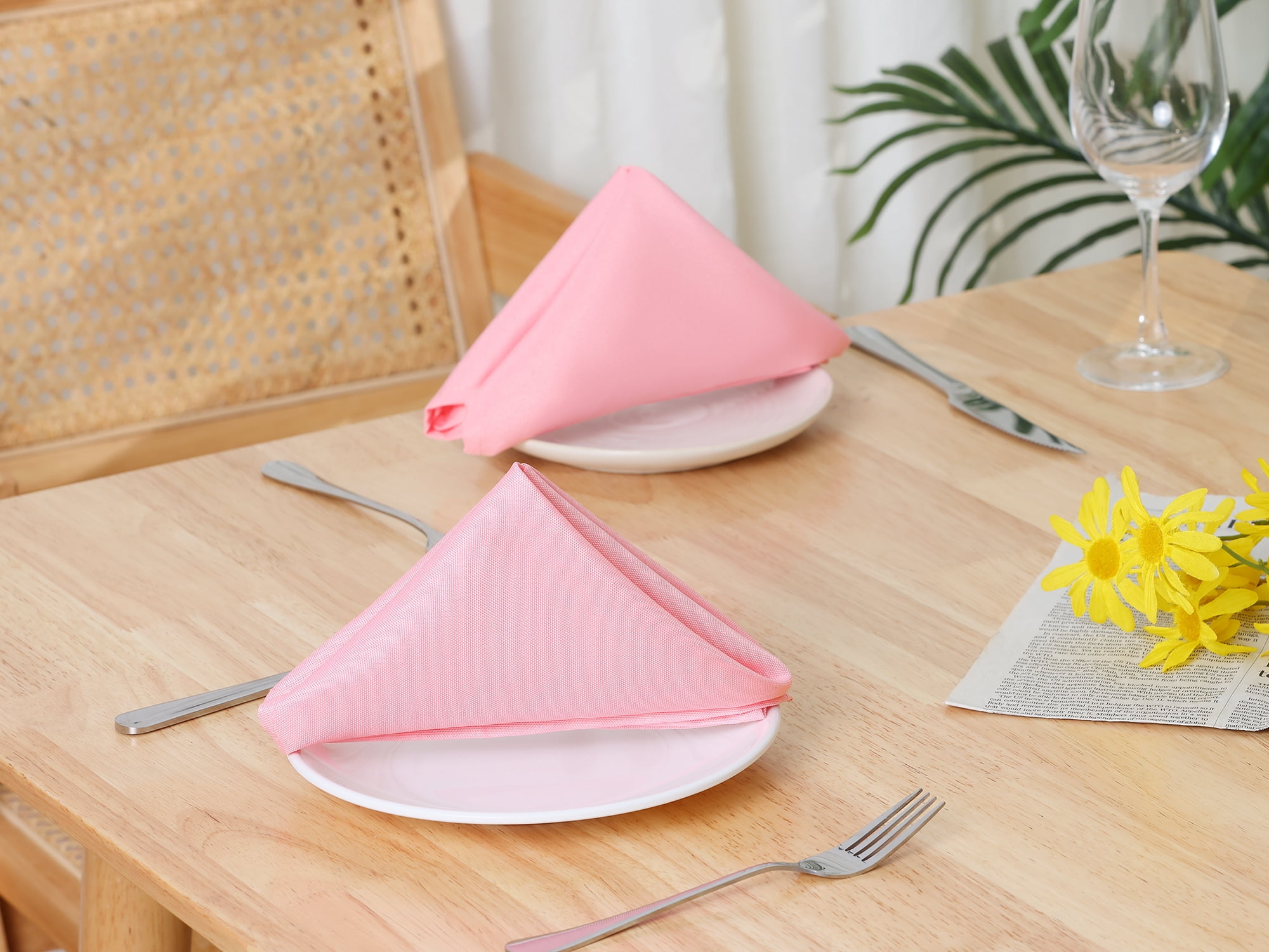 Unique Bargains 6 Pack Polyester Restaurant Cocktail Party Cloth Napkins Pink