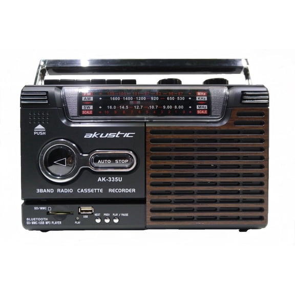 Radiograbadora AK-335UC Akustic Bluetooth AM/FM SW 110V Puerto SD Card Café