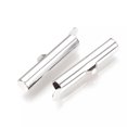 thumbnail image 2 of U8MO 10pcs Platinum Plated Brass Slide On End Clasps Tube Loom Slider Locks 30x6.5mm, 2 of 2