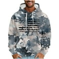 thumbnail image 2 of ZCFZJW Fashion Hooded Sweatshirts for Men Lightweight Regular Fit Casual Camo US Flag Print Long Sleeve Drawstring Hoodie Outwear Coat Patriotic Tops with Pocket Blue XL, 2 of 5