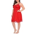 thumbnail image 5 of HDE Women's Plus Size Nightgown V Neck Satin Lace Chemise Red 4X, 5 of 6