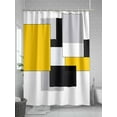 thumbnail image 5 of Yellow Black White Geometric Shower Curtain, Modern Abstract Art Color Block Waterproof Shower Curtain Set with 12 Hooks Lightweight Washable Fabric Shower Curtains for Bathroom 36x72 Inches, 5 of 6