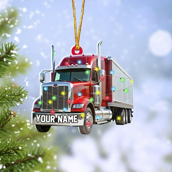 Custom Truck Ornament 2025 Truck Driver Ornament Truck Ornament Christmas Truck Ornaments for Christmas Tree Ornament Gifts for Trucker Red Truck Head Christmas (Truck4) - 3122 (Red)