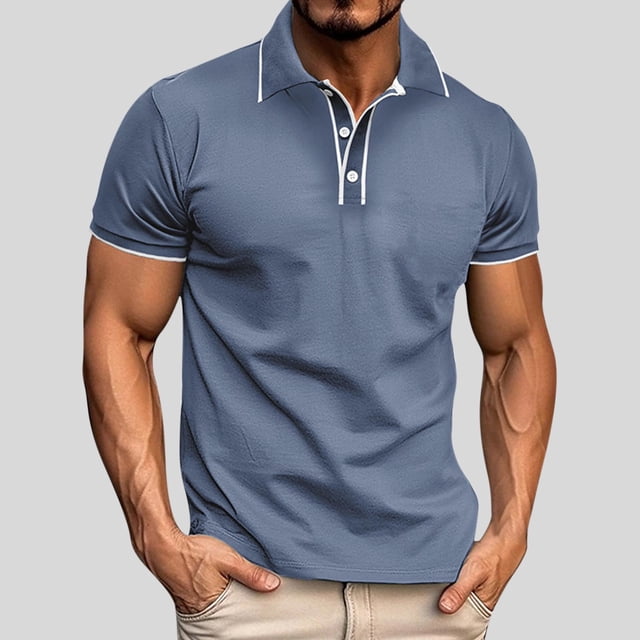 pstuiky Mangas cortas para hombre, Camisa informal de manga corta con botones y cuello vuelto para hombre ropa de hombre s