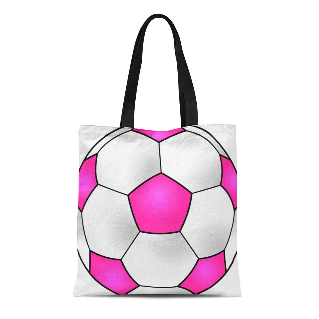 ASHLEIGH Canvas Tote Bag Sport Pink Soccer Ball Game Girl Reusable