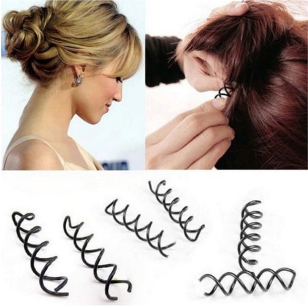 12 horquillas para el cabello en espiral, horquillas para el cabello retorcidas, horquillas para el cabello, horquillas giratorias, clip redondo antiarañazos para peinados de mujer DIY (negr