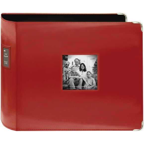 Pioneer 3-Ring Sewn Leatherette Album 12"X12"-Red