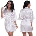 thumbnail image 2 of LYMAYTER Women Short Robe Summer Lightweight Sleepwear for S-3XL V-Neck Solid Color Kimono Bathrobe, 2 of 8