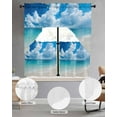 thumbnail image 3 of Blue Ocean Kitchen Curtains Sets 24 Inch Length with Valance, Beach Coastal Nature Sky Swag Valances and Tiers Curtain Set Drapes Swag Curtains for Living Room, Bathroom, Bedroom, Cafe, 3 of 6