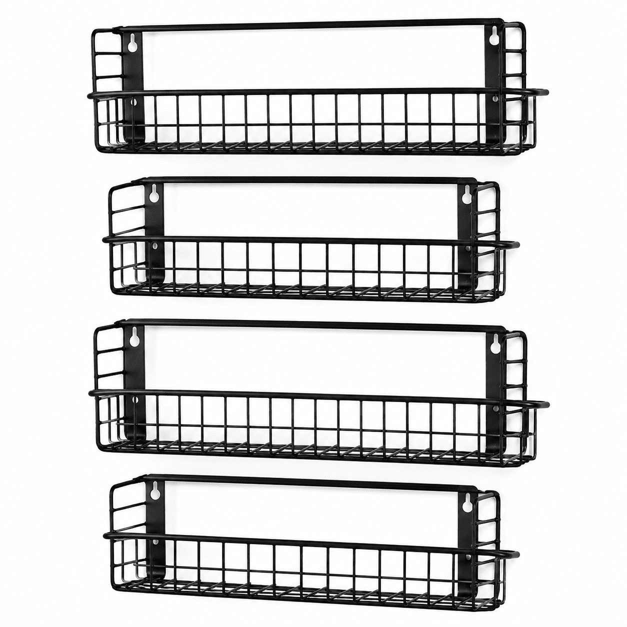 24 Inch Wall Mounted Kids Bookshelf, Set of 4 Floating Metal Book Shelves for Nursery, Toddler Room and Classroom, Hanging Book Organizer Display Rack for Books, Toys and Decor, Black