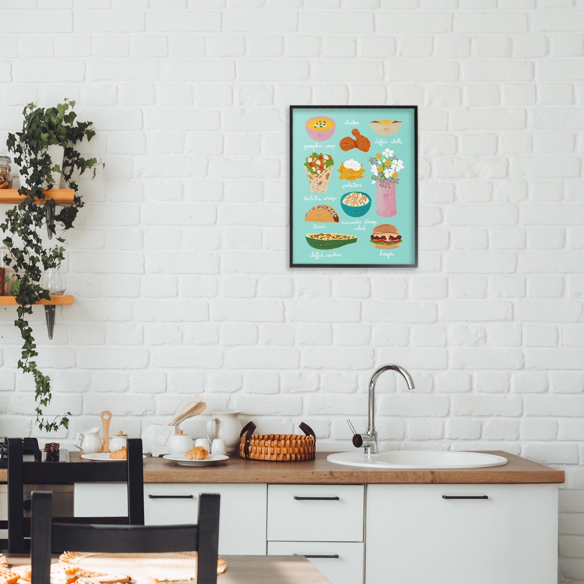 Stupell Industries Gourmet Lunch Food Collection Black Framed Giclee Art, design by Metka Hiti