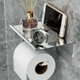 thumbnail image 2 of Toilet Paper Holder With Mobile Phone Placement Shelf Holder Toilet Roll Paper Storage Shelf Tissue Holder Bathroom Accessories, 2 of 8