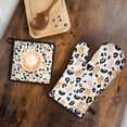 thumbnail image 5 of Halloween Leopard Print Ghosts Bats and Pumpkins Kitchen Oven Mitt and Pot Holder Sets 2 Pcs for Baking, Cooking and Grilling, Heat Resistant Up To 392 °F, 5 of 7