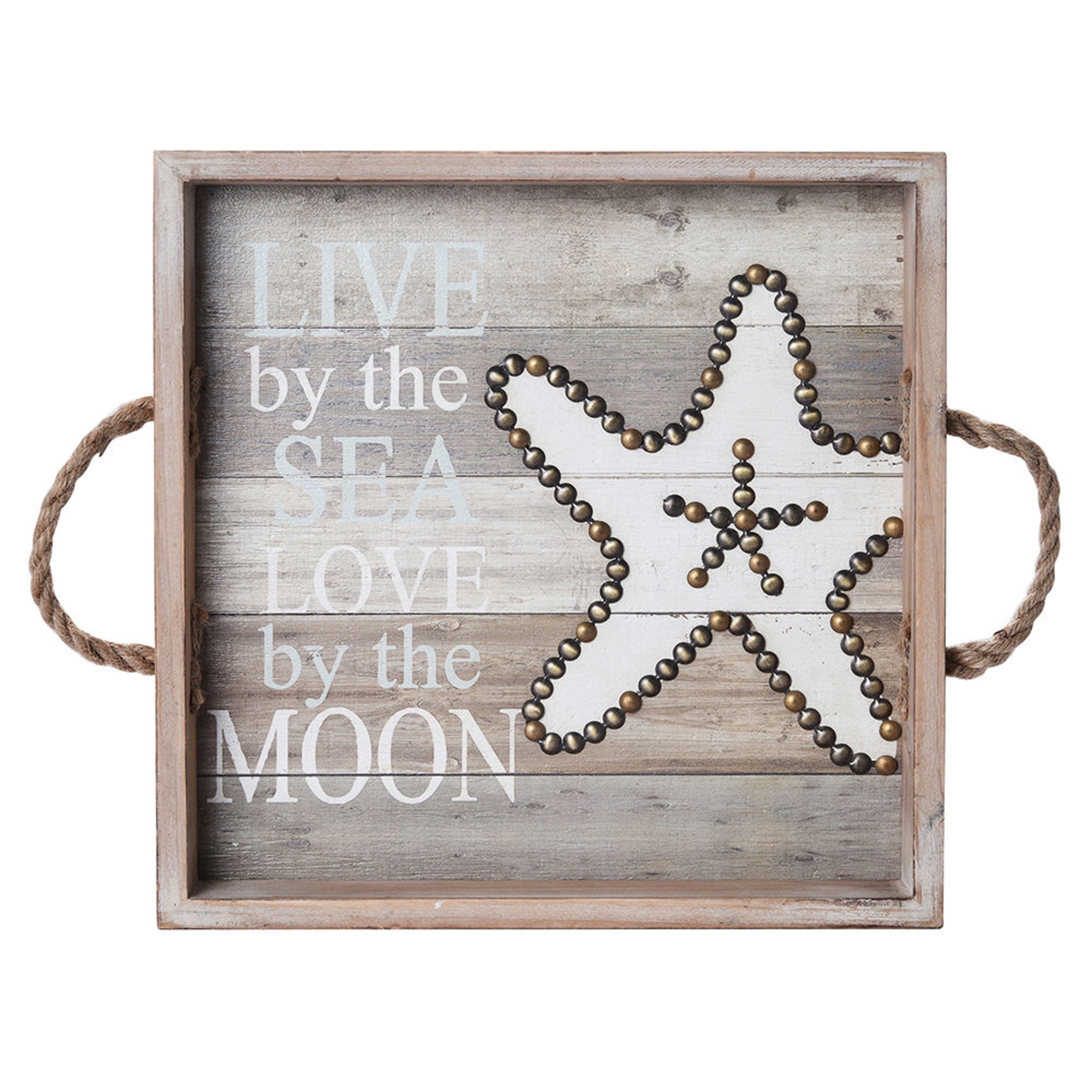 Elements Sea Star Wood Tray, 14-Inch, Assorted