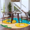 thumbnail image 4 of Tropical Summer Beach Round Living Room Rugs 7 ft, Swimming Ring Floral Monstera Blue Washable Area Rug with Non-Slip Sturdy Edge Binding Round Carpet for Kitchen Office Bedroom, 4 of 9
