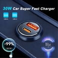 thumbnail image 6 of JcBlaon USB C Car Charger, 2-Port 30W Dual USB-C & USB-A Car Power Adapter PD/QC Fast Charging Cigarette Lighter, 6 of 8