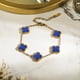 thumbnail image 2 of Pulsera de Eslabones con Flores Azules JeenMata Baño en Oro Amarillo, 2 of 8