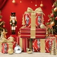 thumbnail image 6 of WarmHaven Nutcracker Foil Wrapping Paper Roll – Reversible Christmas Gift Wrap with Red & Gold Stripes, Holiday Wrapping Paper for Xmas Presents & Decoration, 17 Inch × 33 Feet, 6 of 14