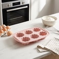 thumbnail image 5 of Silicone Baking Mold 12 Inch 6 Cup Flower Shaped, Non Stick Silicone Muffin Pan for Cupcake Mousse Pastry, Home Kitchen Baking Supplies Pink Silicone Bakeware for Home Bakers, 5 of 6