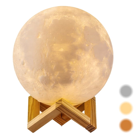 3D Moon Lamp Night Light, 16 RGB Colors with Remote & Touch Control, Dimmable Mood Lighting for Bedroom, Portable Moon Decor Gift