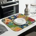 thumbnail image 3 of Printed Dish Drying Mat Set for Kitchen Counter Absorbent Reversible Drying Mats Microfiber Kitchen Countertop Protector Dishes Pad 2 Pack Large Dish Drainer Rack Mat, 18" x 16"(Floral), 3 of 6