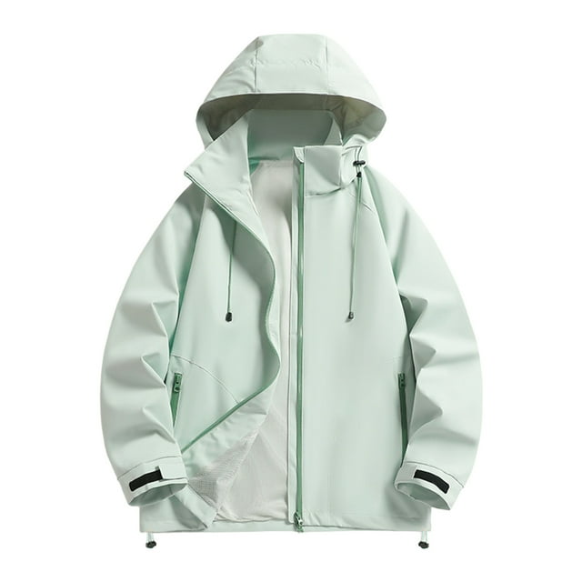 Dagegui Manteau de Pluie pour Hommes Imperméable à Capuche à Fermeture Éclair Manteaux Légers et Respirants Imperméable Plein Air Randonnée Voyage Vêtement d'Extérieur Vert TTG