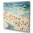 thumbnail image 2 of Designart "Parade of Umbrellas on Beach Day III" Beach Wall Art - Coastal Blue Beach People Entryway Wall Art Print, 2 of 6