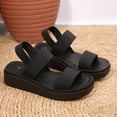 thumbnail image 5 of Pennysue Women's Platform Wedges Sandals Black Elastic Ankle Strap Sandals 8M, 5 of 7