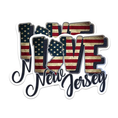 (2 Pack) New Jersey Love State Magnets - NJ State USA Flag - Choose from 50 States - 5" On Longest Side - Premium Magnet - for Cars, Refrigerators, Toolboxes, Lockers - Made in USA - MAG1436