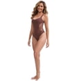thumbnail image 5 of DARING DIVA Women's Seamless V Neck Mesh Waist Tummy Control Shapewear L Dark Brown, 5 of 6
