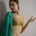 thumbnail image 4 of Ultra-thin Crystal Cup Breathable Soft Underwire Latex Bra Lace Sexy Bra Underwear Padded Bra - Yellow, 4 of 5