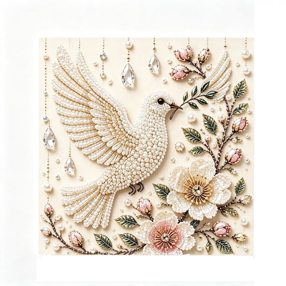 Bird Pearl Art DIY Kit, 3D Bead Embroidery Painting with Crystal Gems, Creative Floral Craft for Adults Beginners Wall Decor