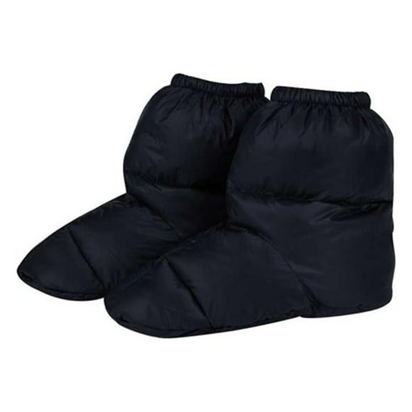 Bewildely Botas de pantuflas a prueba de viento, botas térmicas de invierno para hombre, calcetines cómodos, cálidos, duraderos, para acampar Suministros térmicos Negro Tamaño M