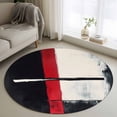 thumbnail image 3 of Red Black Brush Round Area&nbsp;Rug 3.3ft Abstract Modern Non-Slip&nbsp;Washable Circle Rugs Soft Felt Indoor Floor Mat for Bedroom Kitchen Living Room Bathroom, 3 of 9