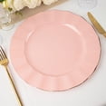 thumbnail image 2 of Balsa Circle 10 Dusty Rose 11" Round Disposable Salad Dinner Plastic Plates Gold Wavy Trim Wedding Party Tableware, 2 of 8