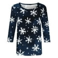 thumbnail image 4 of HOMBOM Womens Shirts Christmas Outfits Fall Xmas Reindeer 3/4 Sleeve T Shirts for Female Crewneck, 4 of 5