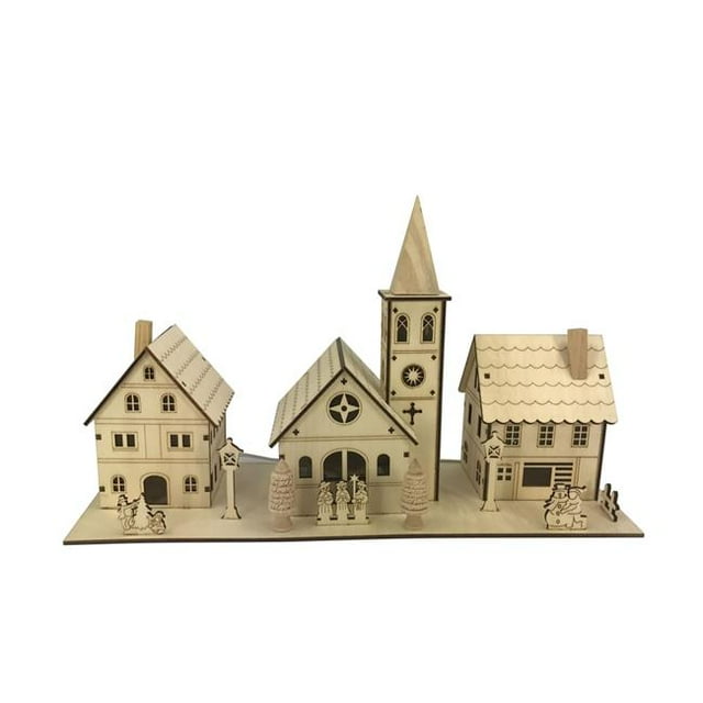 Jeco CHD-ID092 Contreplaqué Laser Village avec des Lumières