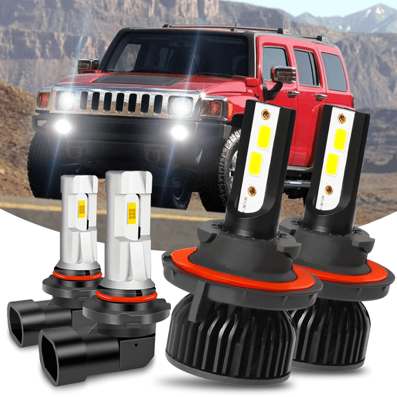 For Hummer H3 2006-2010 LED Headlight High Low Beam   Fog Light Bulbs Combo Kit 6000K White 4pcs