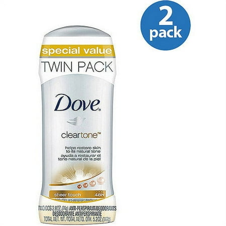 Dove Clear Tone Sheer Touch Anti-Perspirant/Deodorant, 2.6 oz, (Pack of 2)