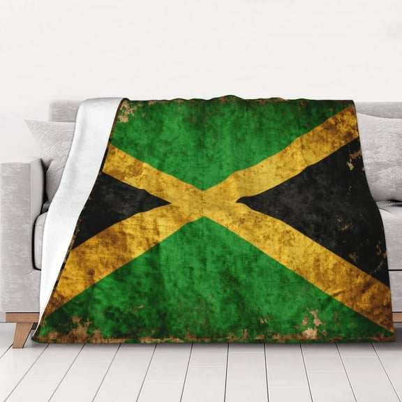 Throw Blanket Retro Jamaican Flag Art Soft Cozy Fleece Flannel Blanket Home Decor for Couch Sofa Bed 40"x30"