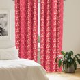 thumbnail image 3 of Ambesonne Floral 4-Panel Curtains, Spring Essential Wild Flora, 56"x84", Dark Coral Vermilion, 3 of 4