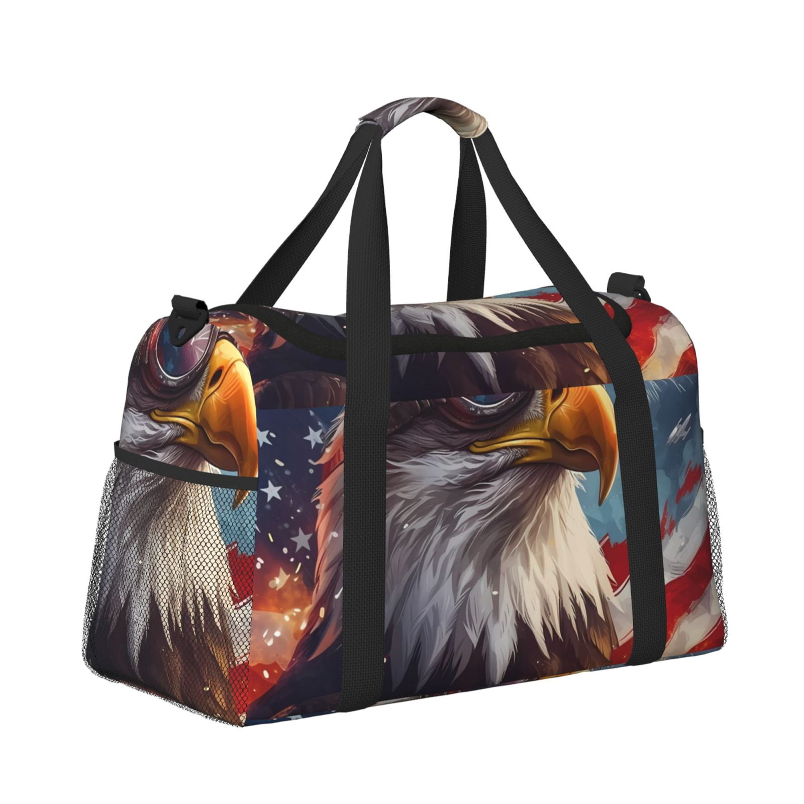 Fuzoiu Bald Eagle Pilot Print Travel Duffle Bag,Carry On Tote Bags,Duffel Bag,Sport Gym Bag, Hospital Bag for Labor and Delivery, Overnight Bag,Luggage Bag