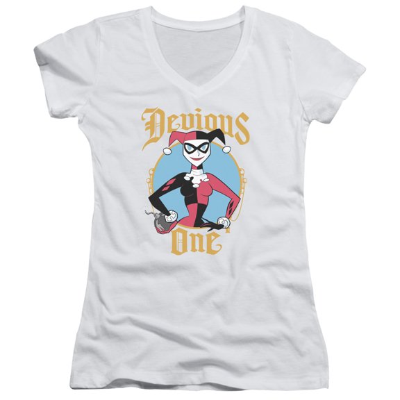 Batman Devious One Junior Women's T-Shirt V-Neck-White