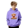 thumbnail image 3 of MAIHAN Boys Girls Highland Cow Christmas Hoodies Sherpa Lined Cute Long Sleeve Pullover Xmas Western Sweatshirt Tops(Purple,7-8 Years), 3 of 6