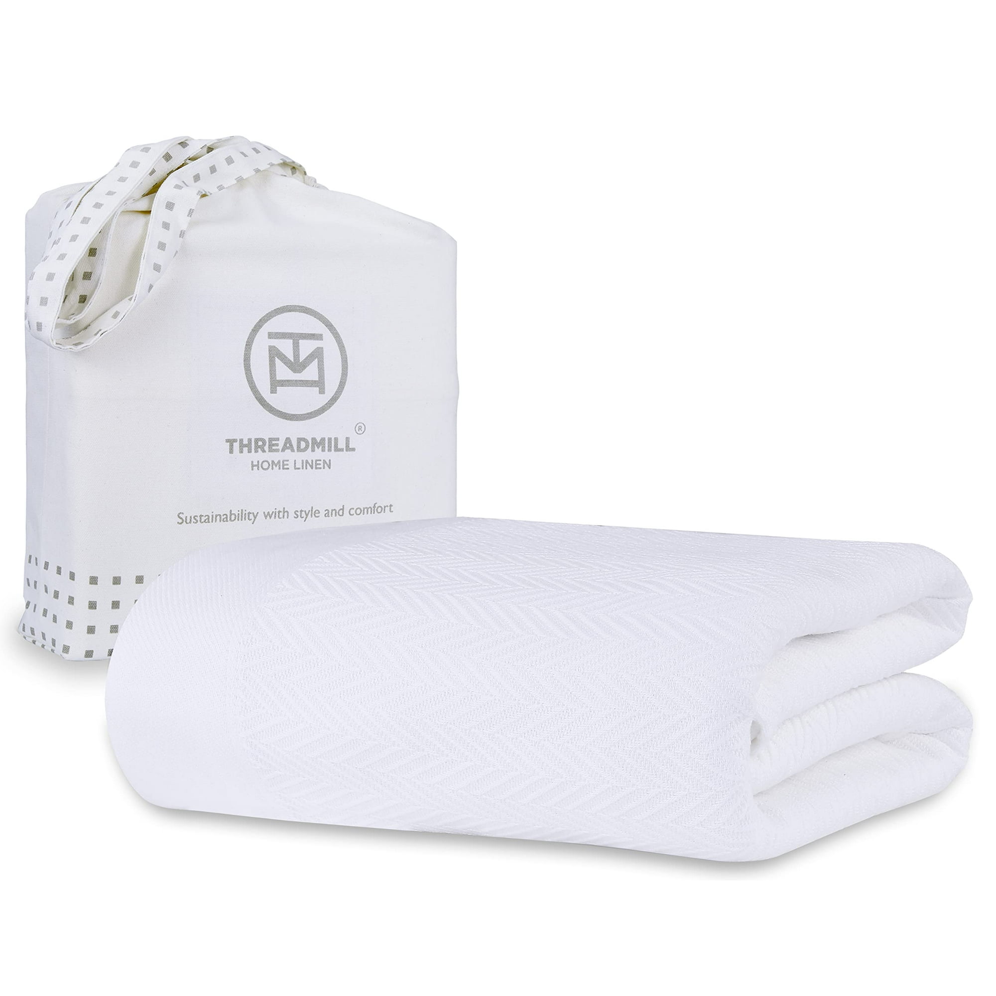Threadmill Luxury cotton Blankets for King Size Bed All Season cozy 100 cotton King Size Blanket Herringbone Soft Lightweight Fall Thermal Blanket fits california King Size Bed 104x92 W Walmart