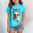 thumbnail image 2 of mgoYE Girls Boys American Flag 250th Anniversary Commemorative Tee, Crew Neck Loose Fit Daily Tee 250th American Anniversary(Sky Blue,5-6 Years), 2 of 5
