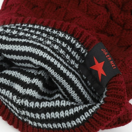 Belted Textured Wool Blend - Knifun Winter Autumn Warm Men Woolen Blend Knit Beanie Hats Reversible Women Snow Cap Unisex